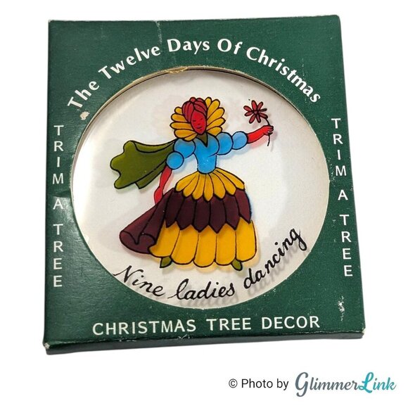 Vintage Trim A Tree SNP Nine Ladies Dancing Painted Art IOB Ornament - Picture 1 of 6